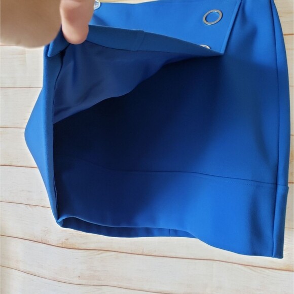 H&M Faux Wrap Asymmetric Mini Skirt with Silver Tone Hardware Accent Design - Picture 2 of 10